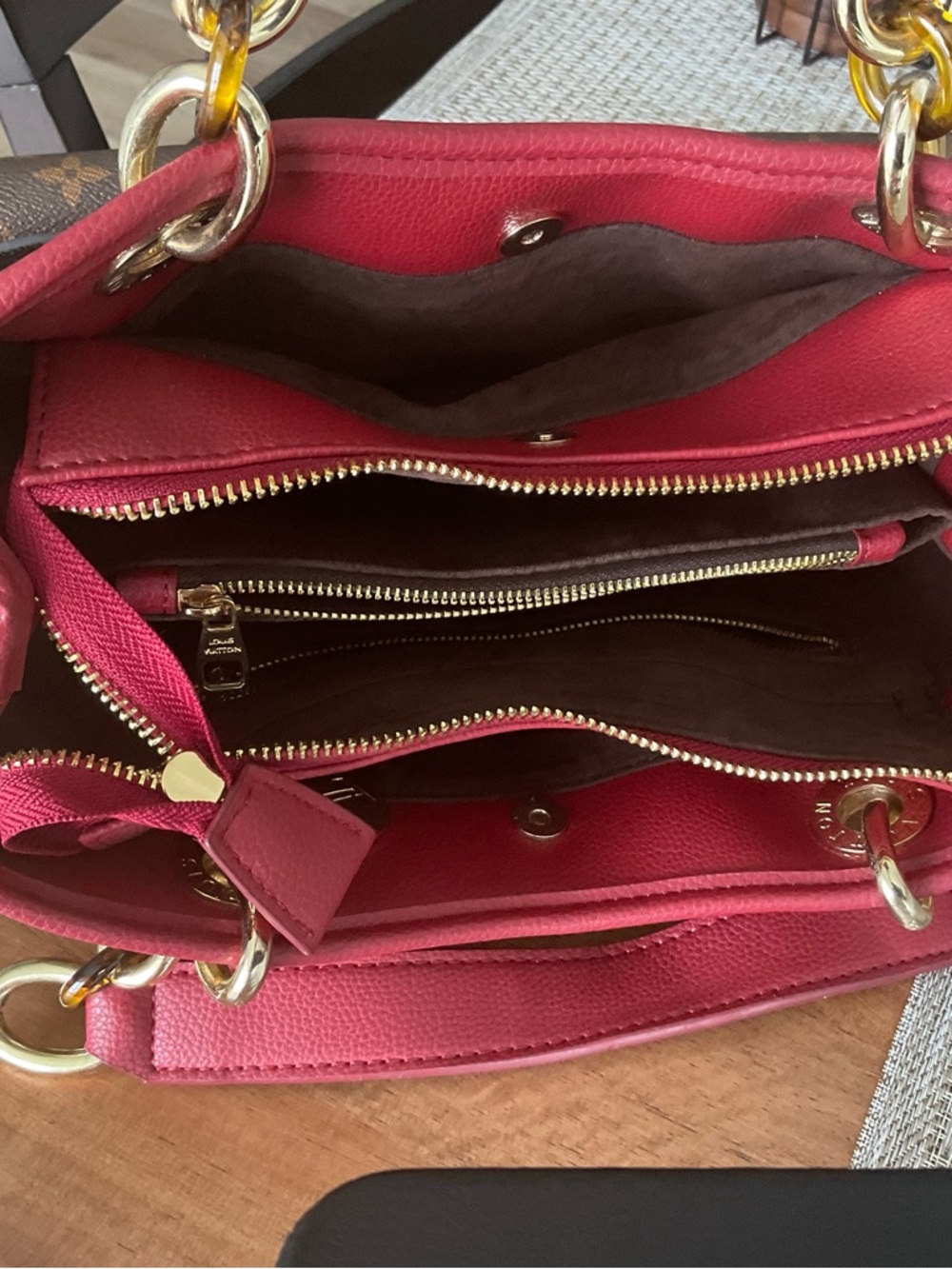 Louis Vuitton Monogram Canvas Tote with Red Trim - Picture 6 of 7